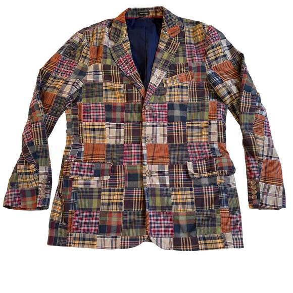 J. Crew Other - J.Crew Madras Patchwork Mens Blazer Preppy Size 42 Regular Sport Coat Academia